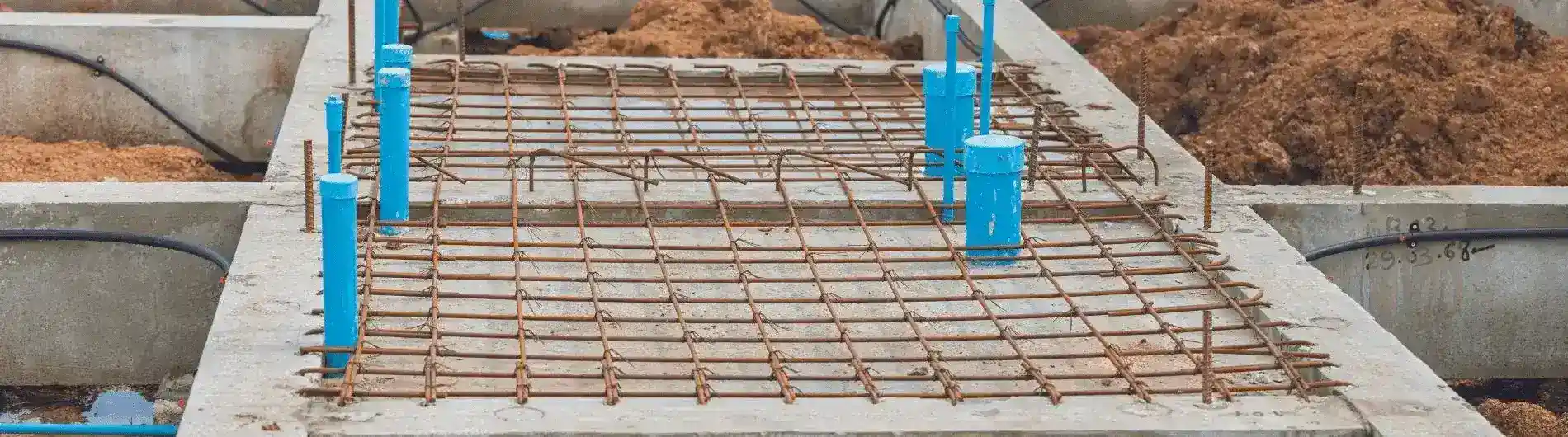 Concrete foundation construction work in New York City.